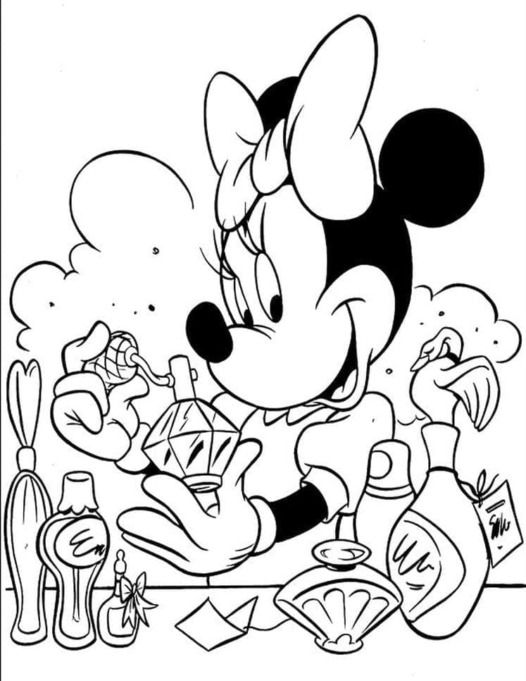 Coloriage Minnie Mouse et Parfum