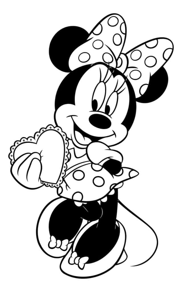 Coloriage Minnie Mouse la Saint-Valentin