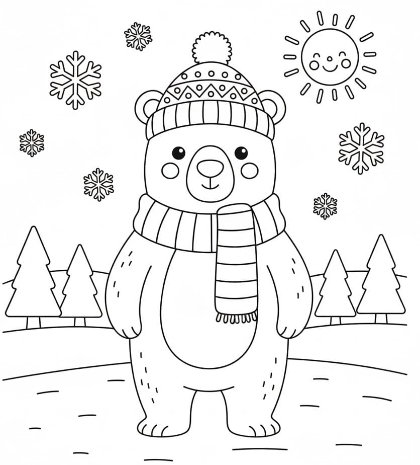 Ours d’hiver coloring page