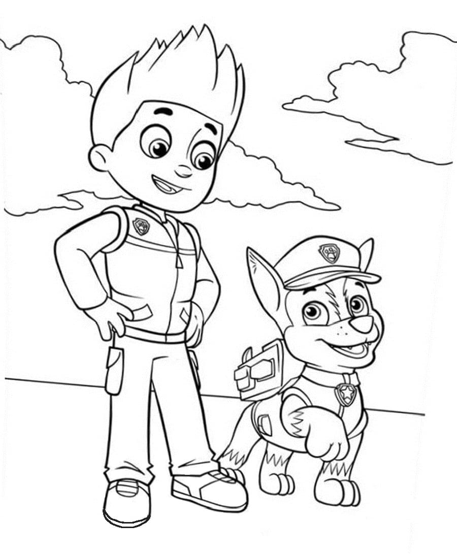 Pat Patrouille Ryder et Chase coloring page