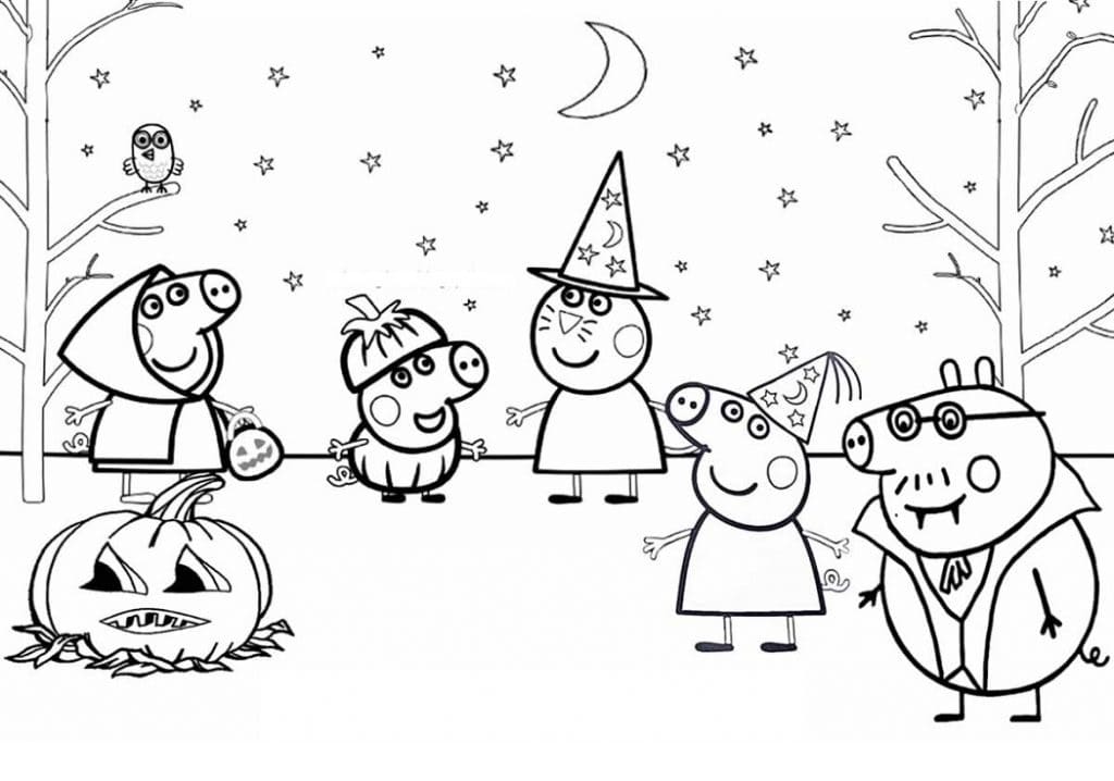 Peppa Pig à Halloween coloring page