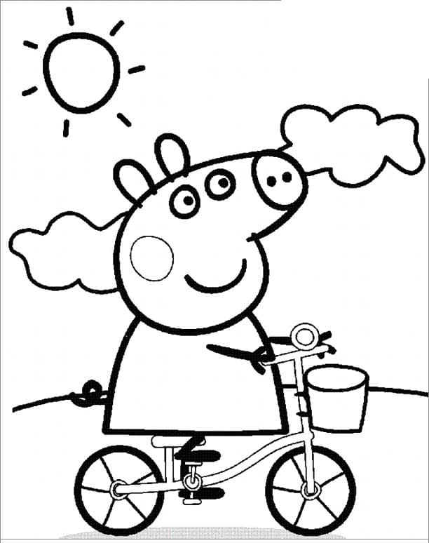 Coloriage Peppa Pig à Vélo