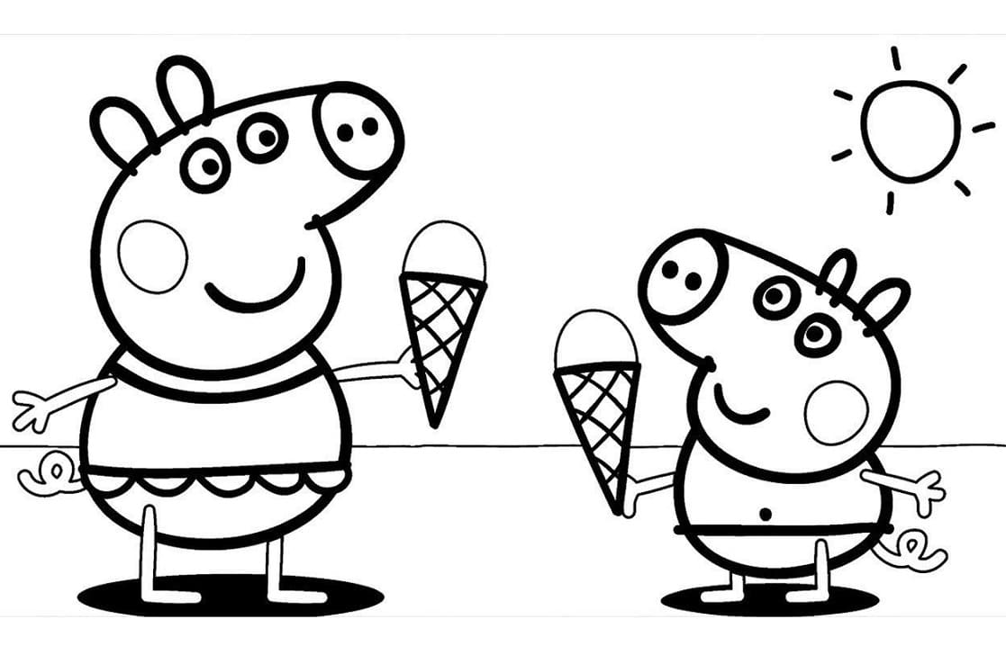 Peppa Pig avec de la Glace coloring page