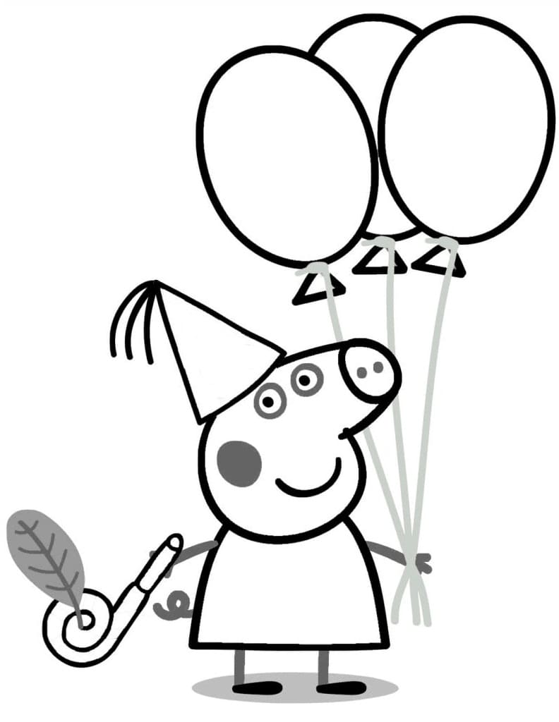 Peppa Pig avec des Ballons coloring page
