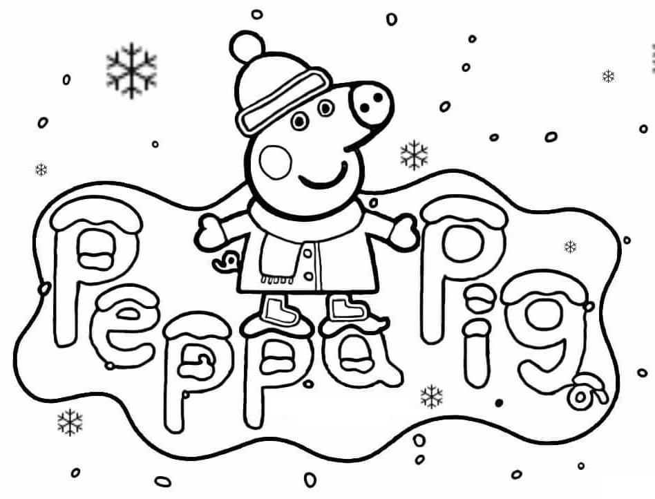 Peppa Pig en Hiver coloring page