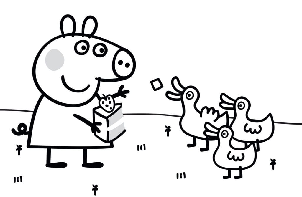 Peppa Pig et Canards coloring page