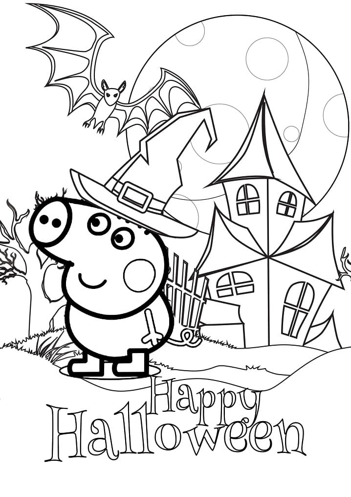 Coloriage Peppa Pig et Halloween