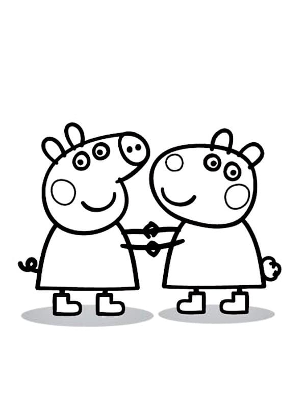 Peppa Pig et Suzy Sheep coloring page