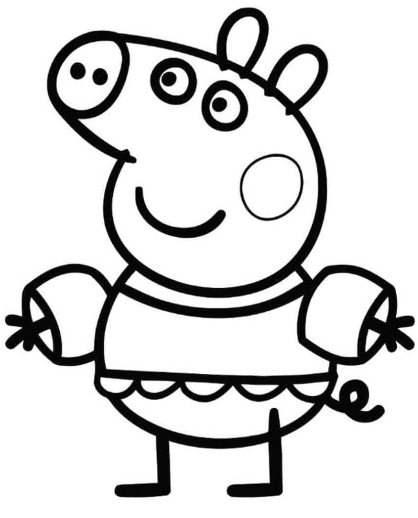 Peppa Pig Va Nager coloring page