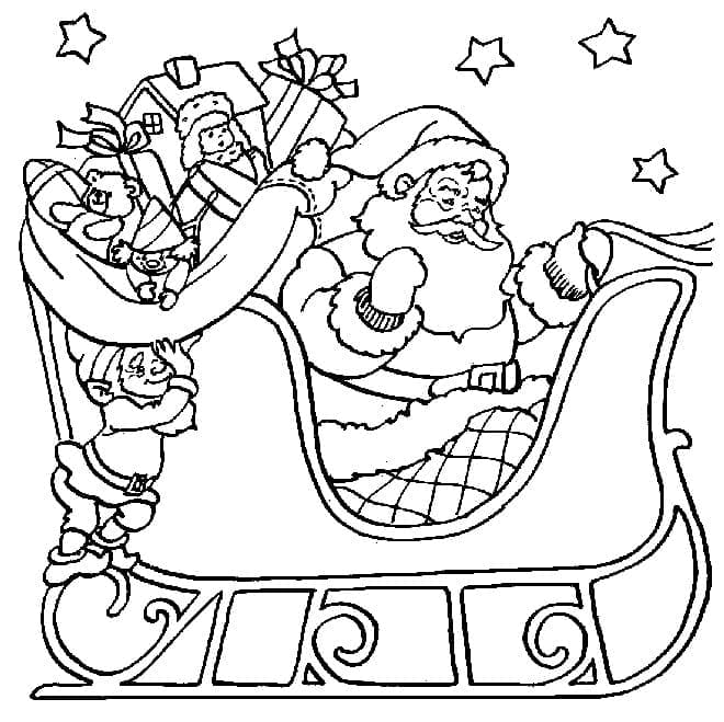 Père Noël Sur le Traîneau de Noël 3 coloring page