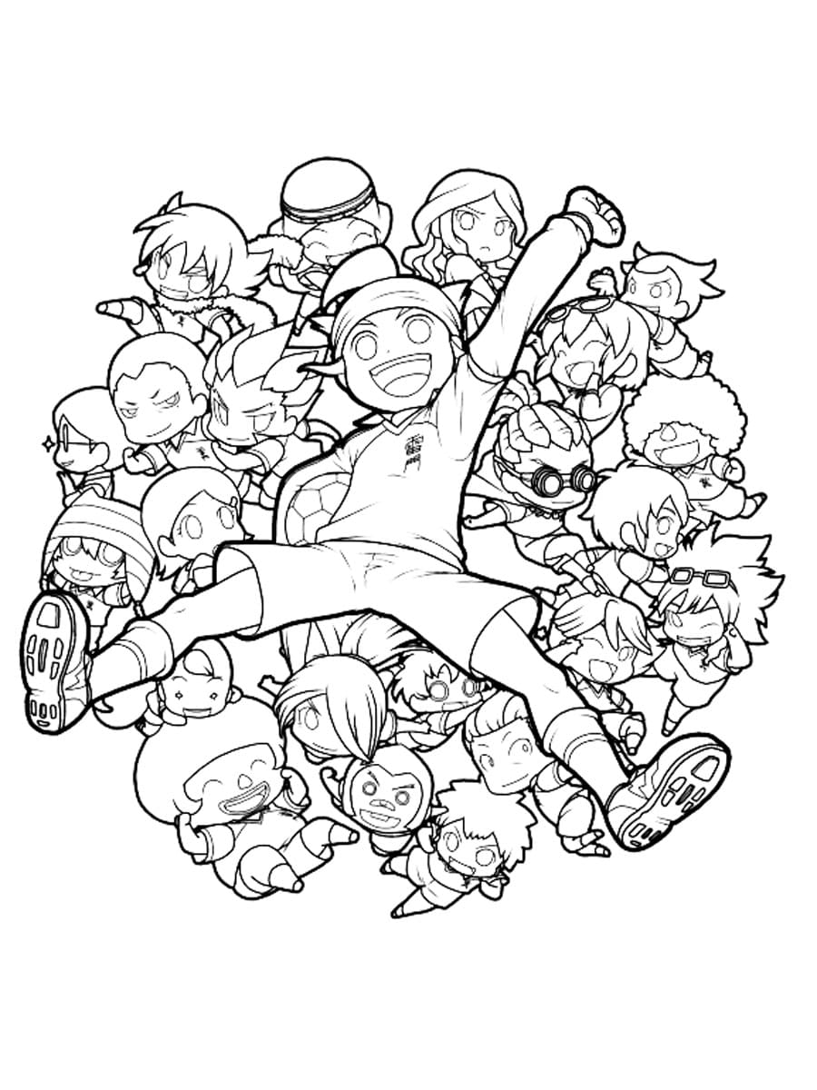 Personnages dans Inazuma Eleven coloring page