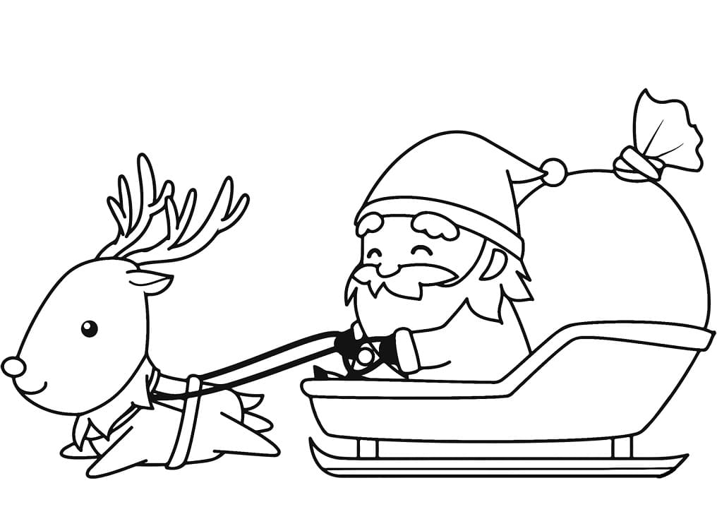 Petit Père Noël sur le Traîneau de Noël coloring page