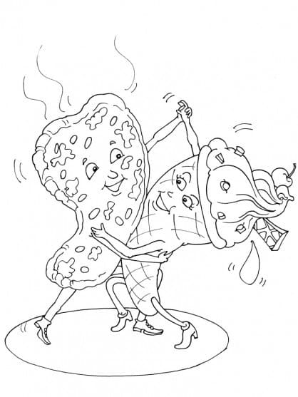 Pizza et Glace Italienne coloring page