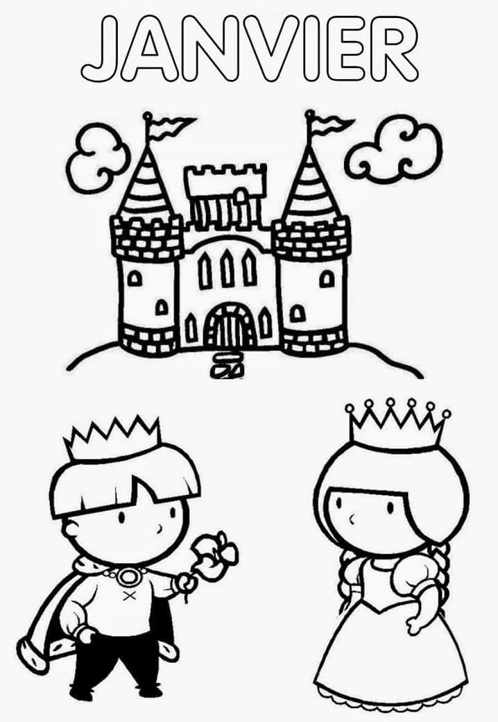 Prince et Princesse en Janvier coloring page
