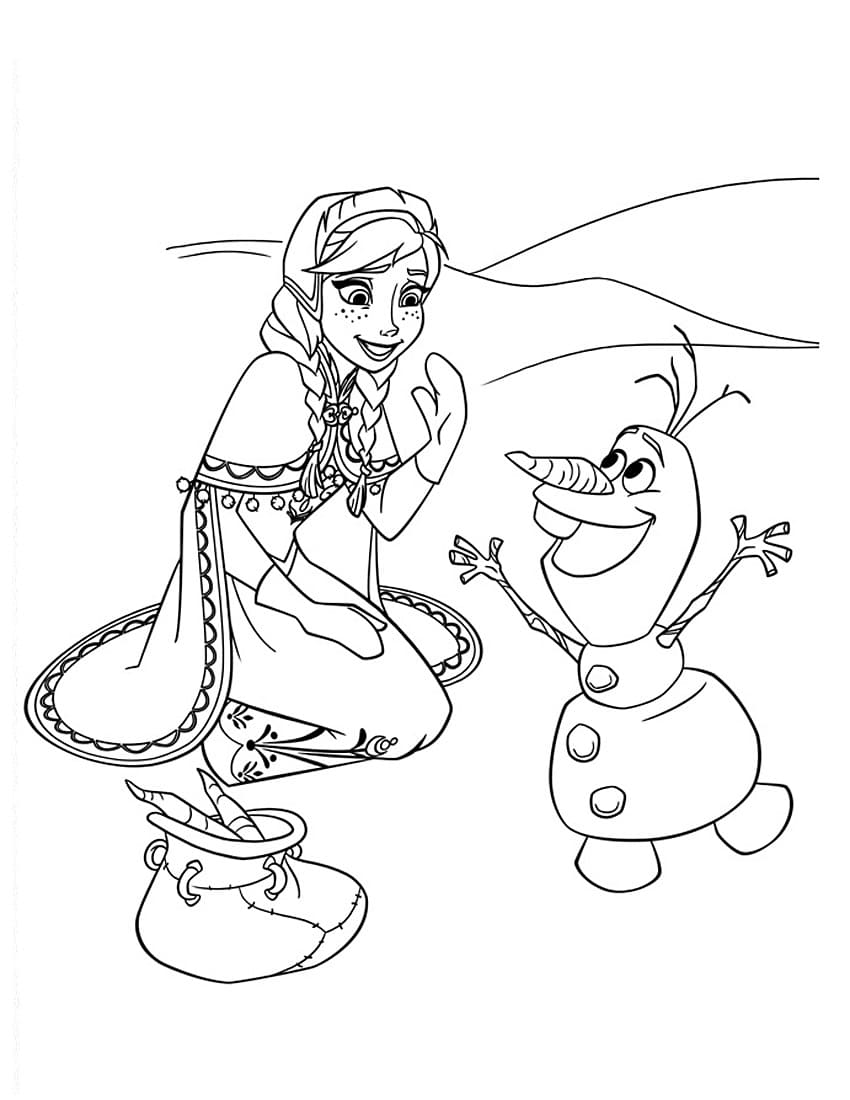 Coloriage Princesse Anna et Olaf