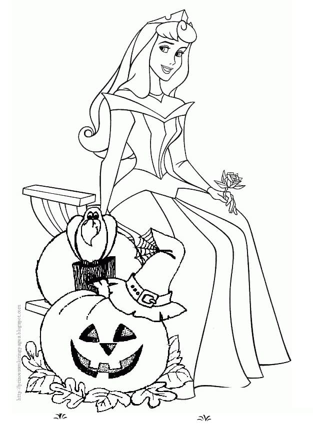 Princesse Aurore à Halloween coloring page