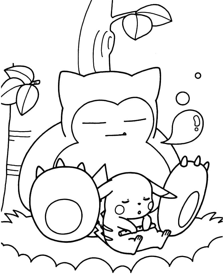 Ronflex et Pikachu coloring page