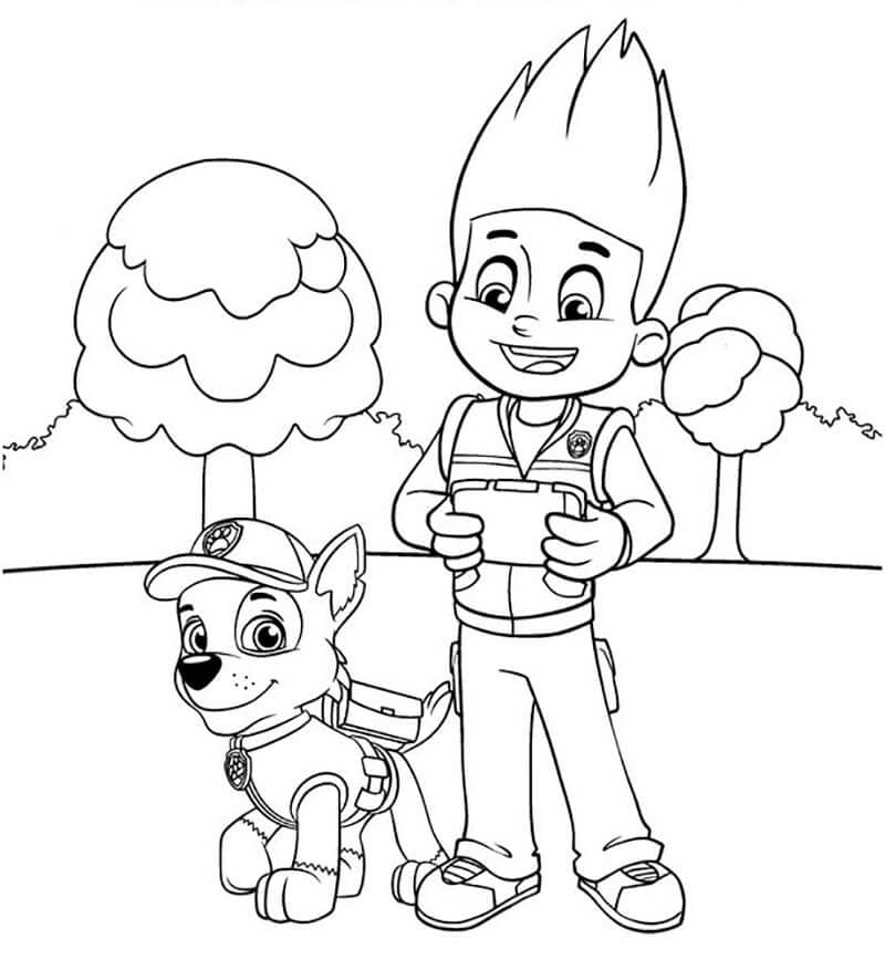Ryder et Chase Pat Patrouille coloring page