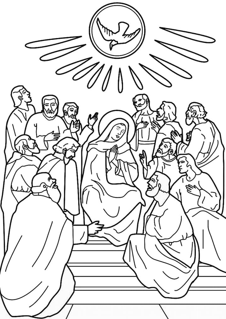 Coloriage Saint-Esprit à la Pentecôte