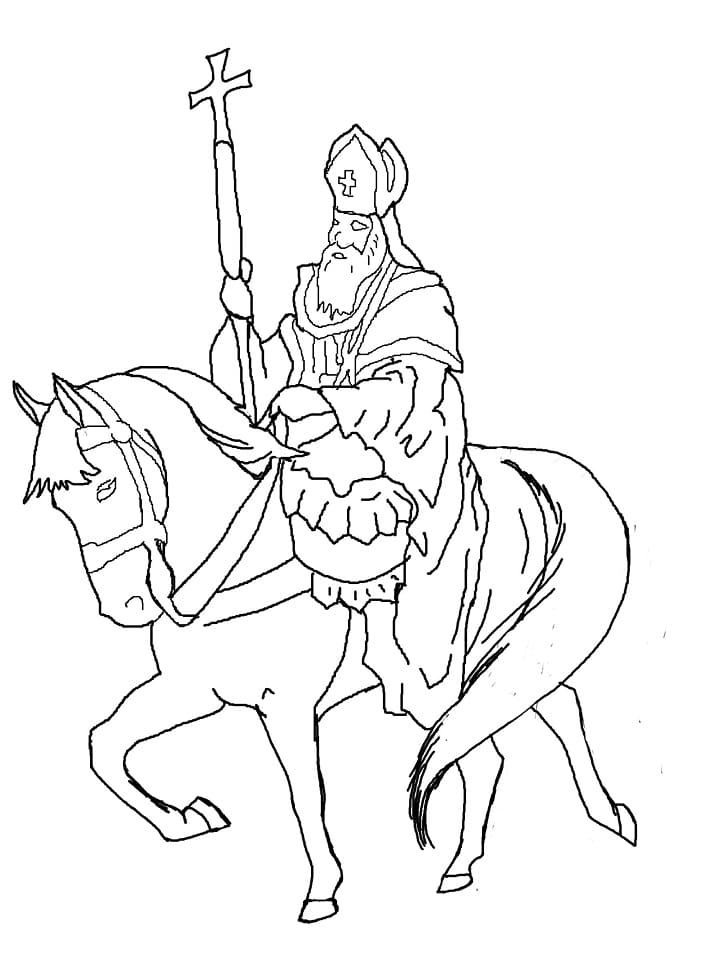 Saint Nicolas à Cheval coloring page