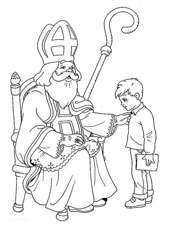 Saint Nicolas et Garçon coloring page