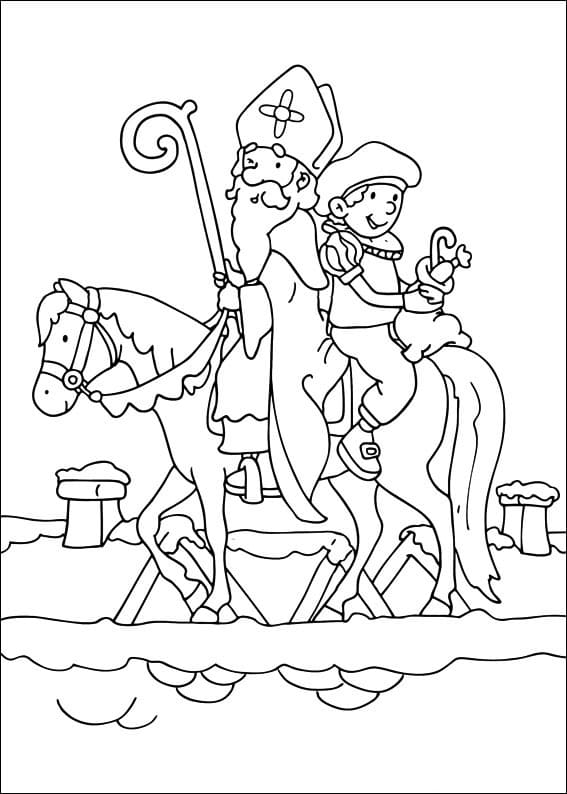 Saint Nicolas et Père Fouettard coloring page