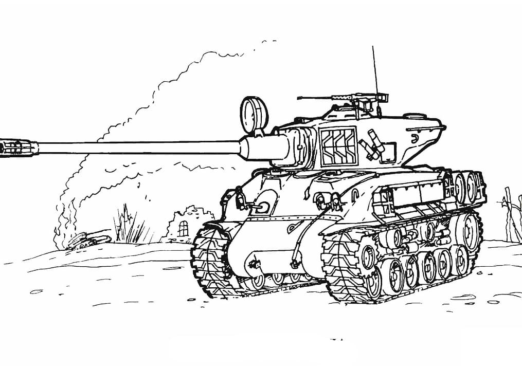 Sherman M-50 Tank coloring page