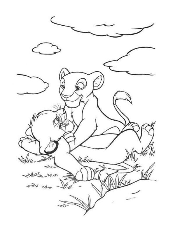 Simba avec Nala coloring page