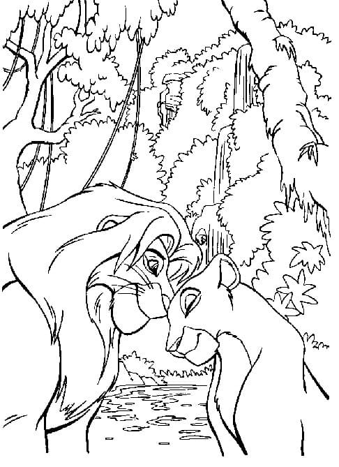 Simba et Nala 3 coloring page