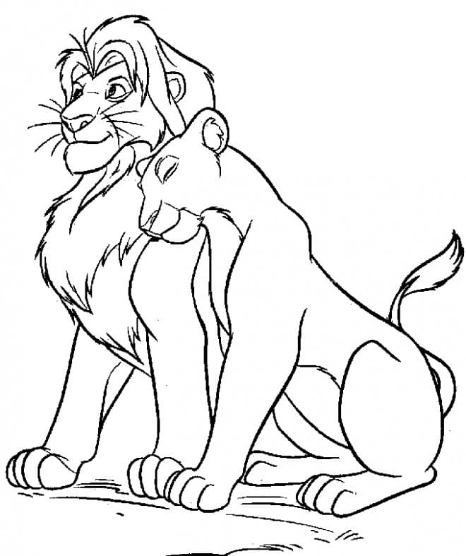 Simba et Nala de Le Roi Lion coloring page