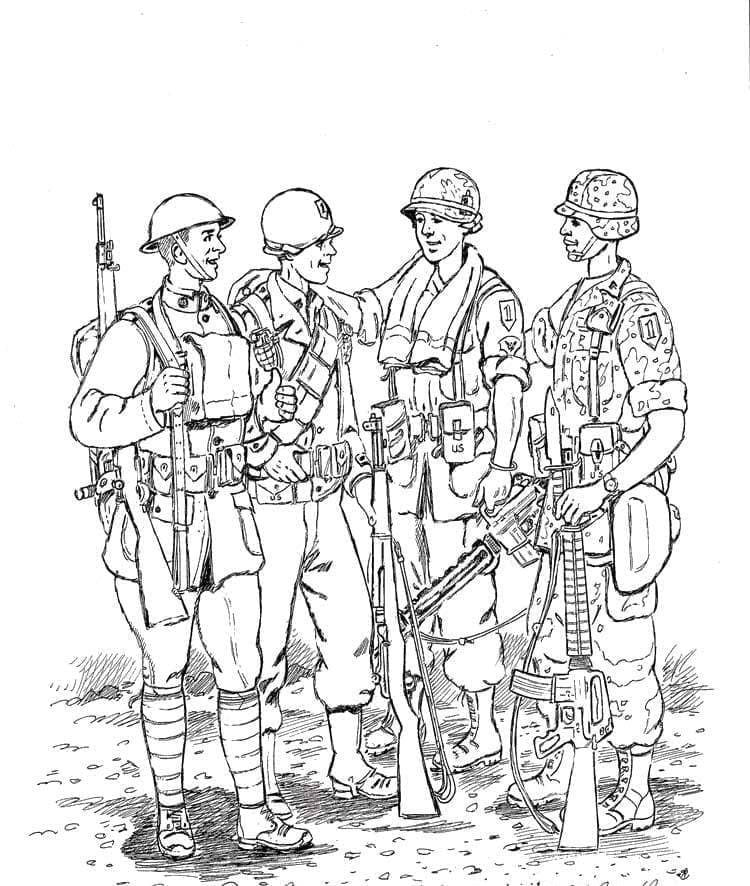 Soldats Militaires coloring page