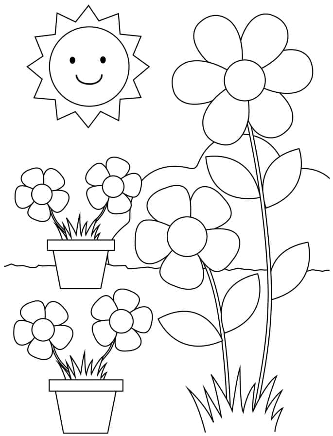 Soleil Mignon et le Jardin de Fleurs coloring page
