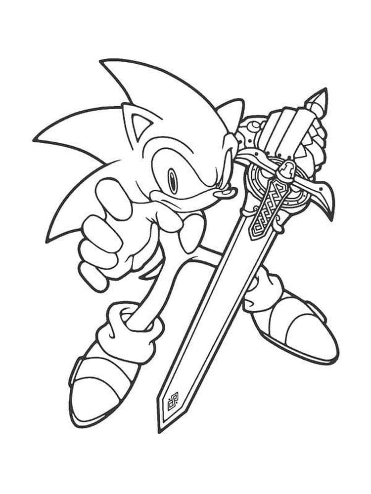Coloriage Sonic avec son épée