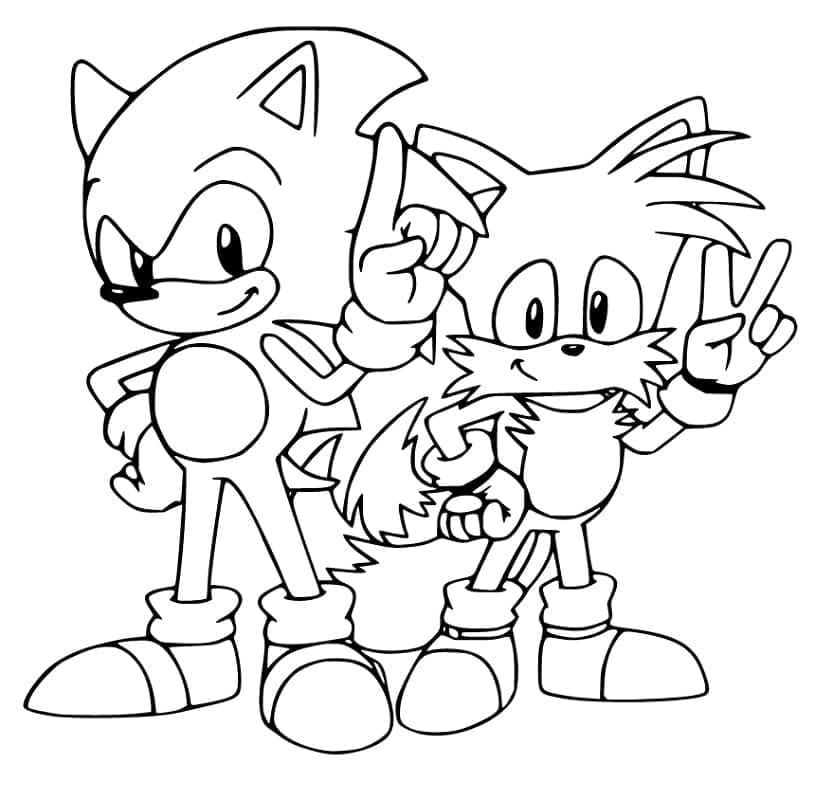 Coloriage Sonic avec Tails