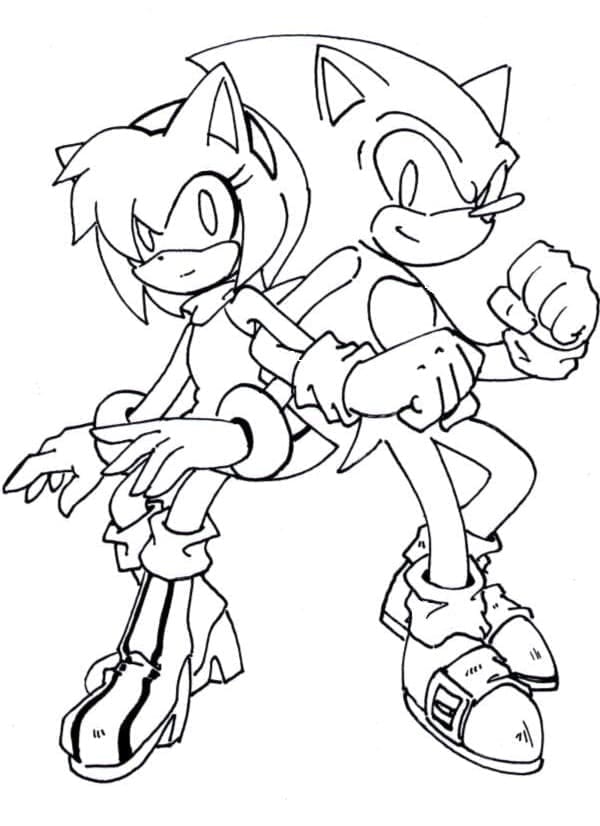 Coloriage Sonic et Amy Rose