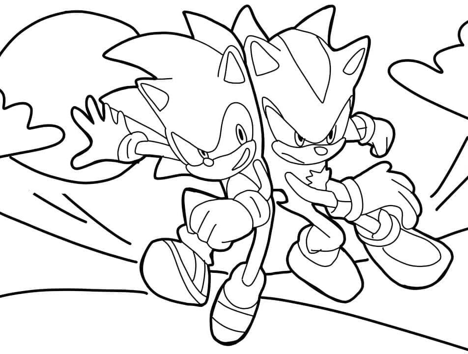 Coloriage Sonic et Shadow