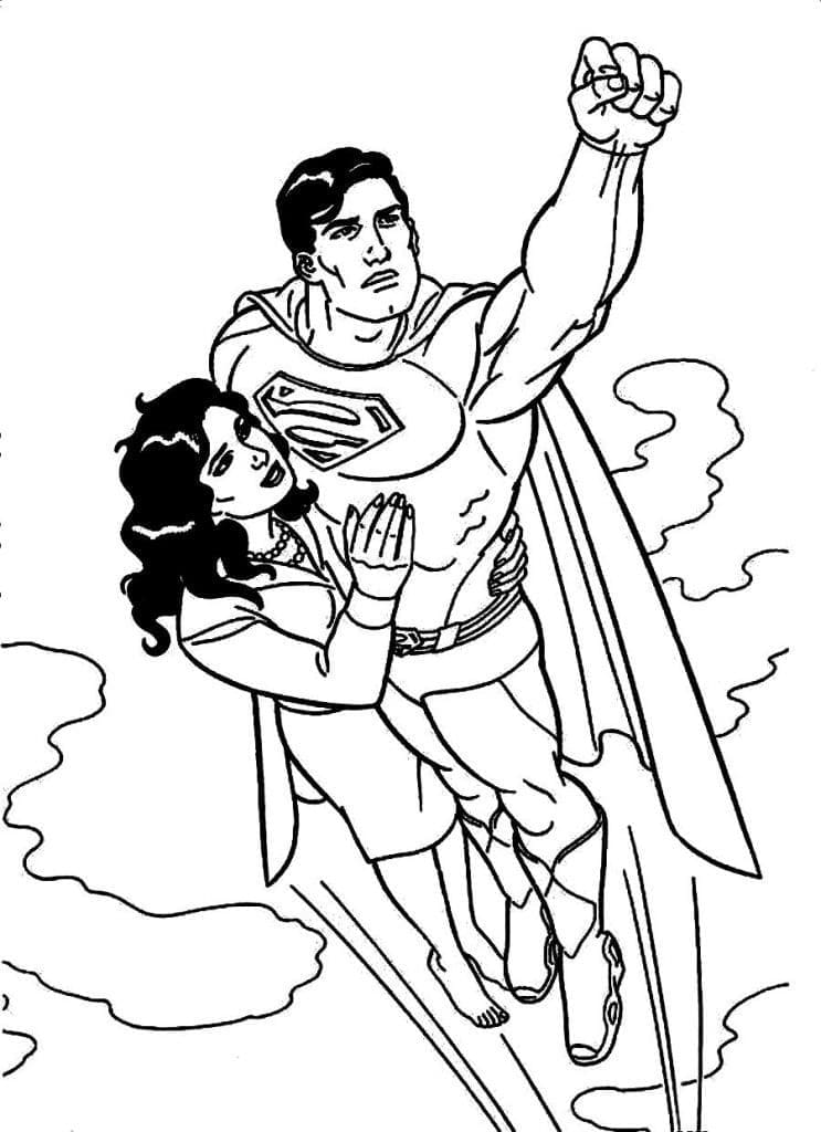 Coloriage Superman Sauve Lois
