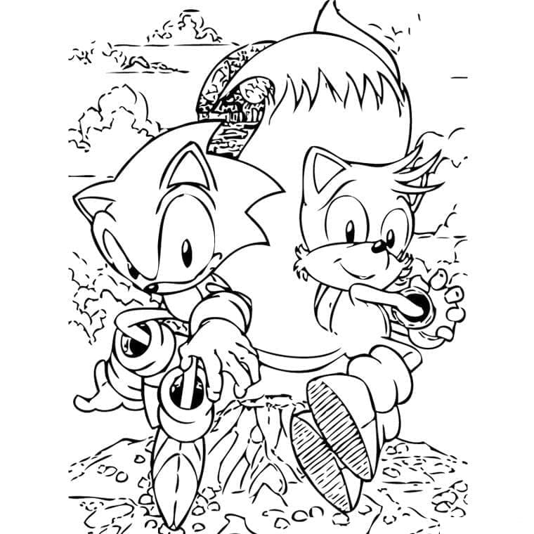 Coloriage Tails et Sonic