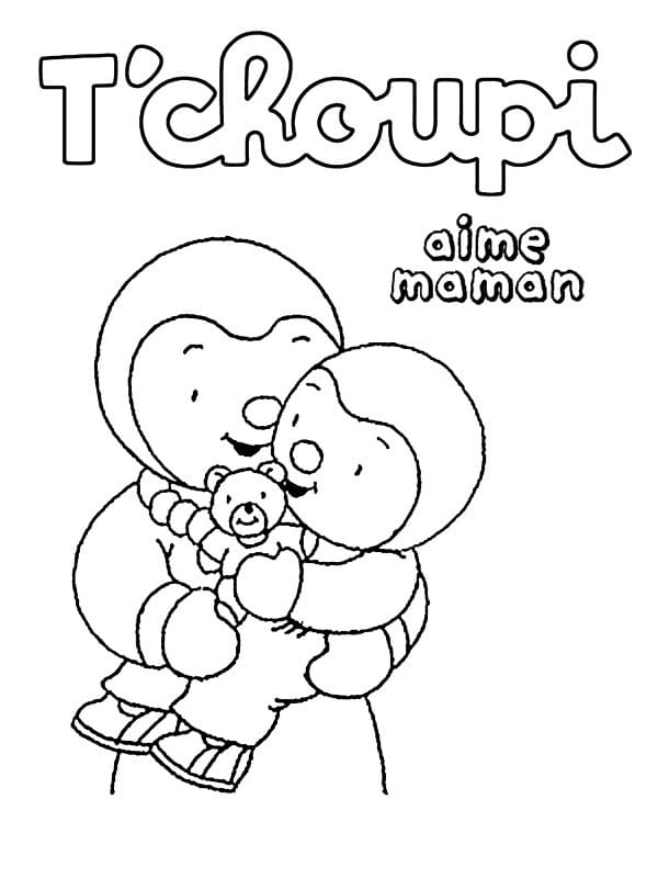 Tchoupi et Maman coloring page