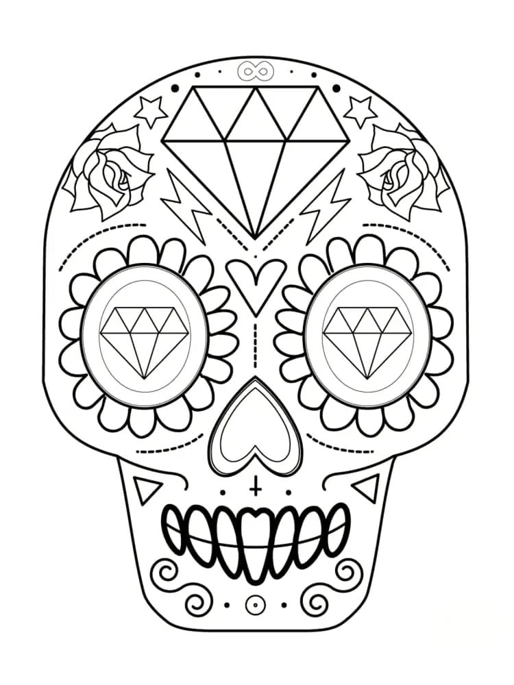Coloriage Tête de Mort Mexicaine 1