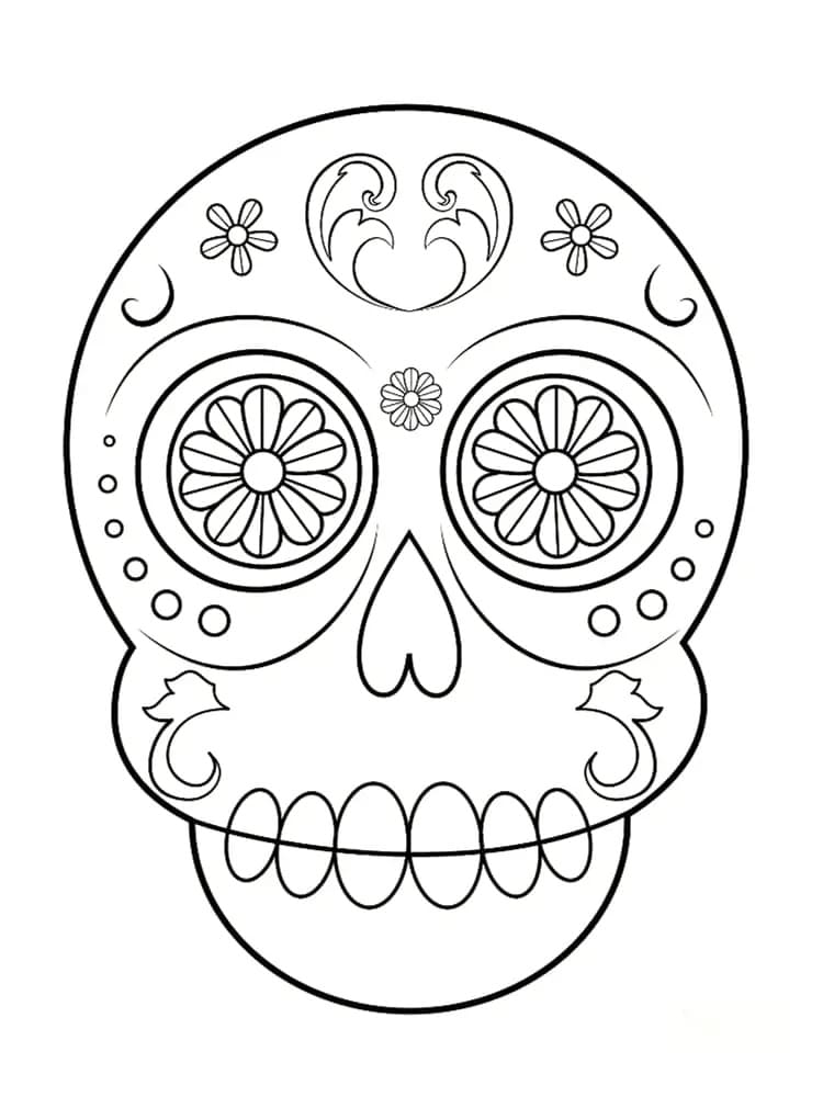 Coloriage Tête de Mort Mexicaine 2