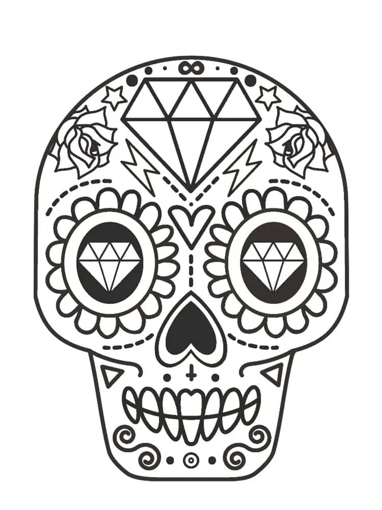 Coloriage Tête de Mort Mexicaine 3