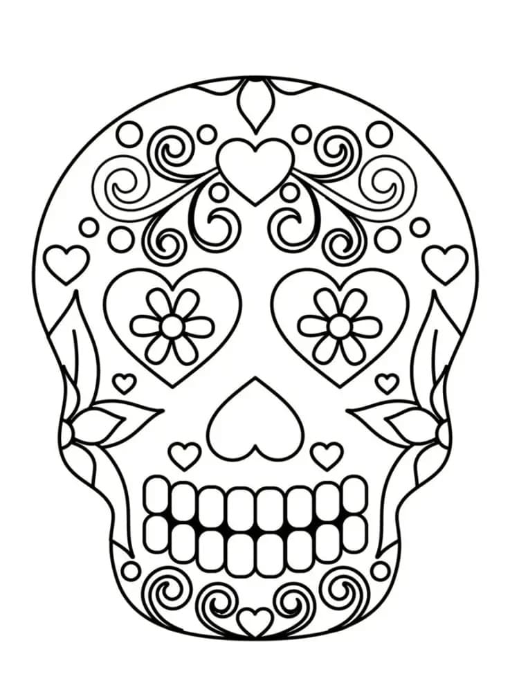 Coloriage Tête de Mort Mexicaine 6