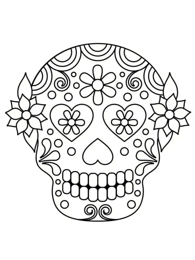 Coloriage Tête de Mort Mexicaine 7