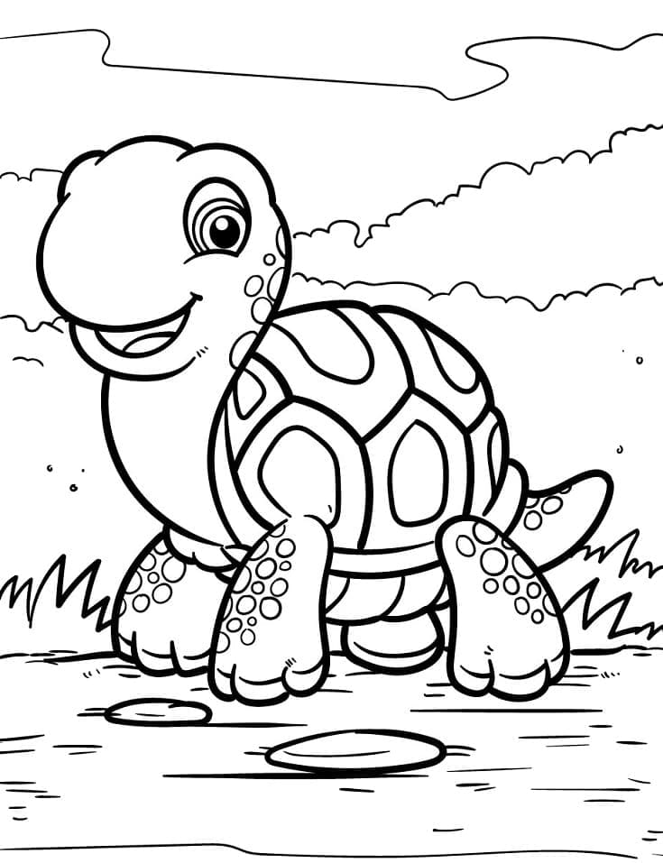 Tortue Heureuse coloring page