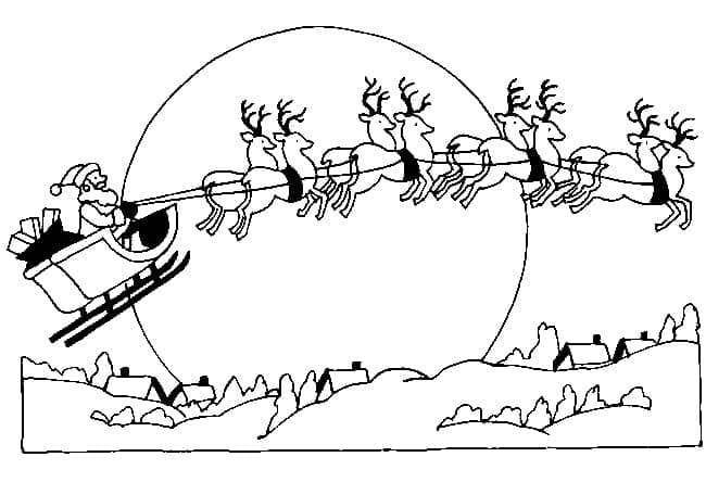 Traîneau de Noël Volant coloring page