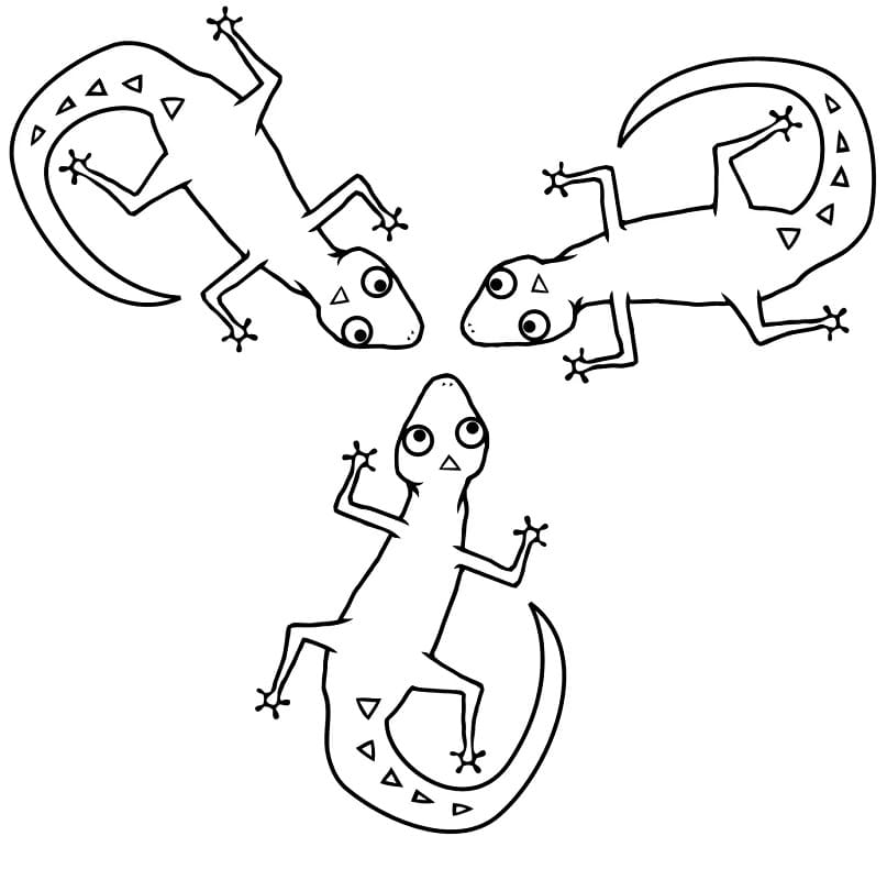 Trois Lézards coloring page