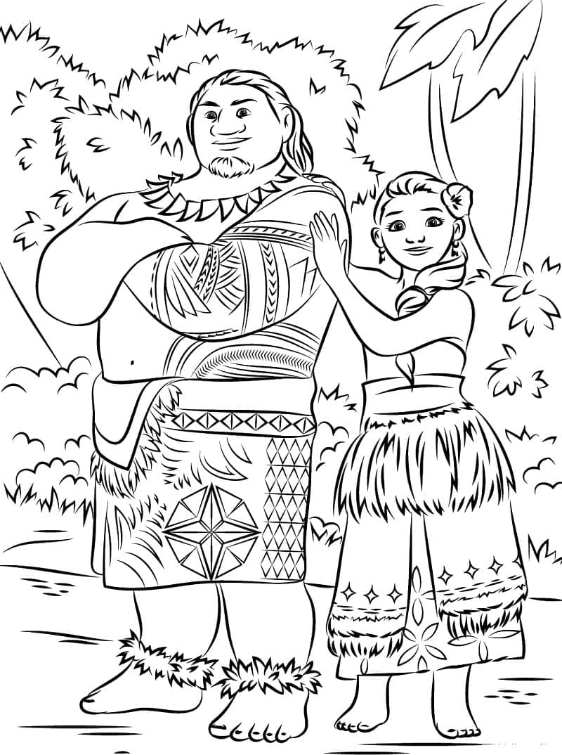 Tui et Sina de Vaiana coloring page
