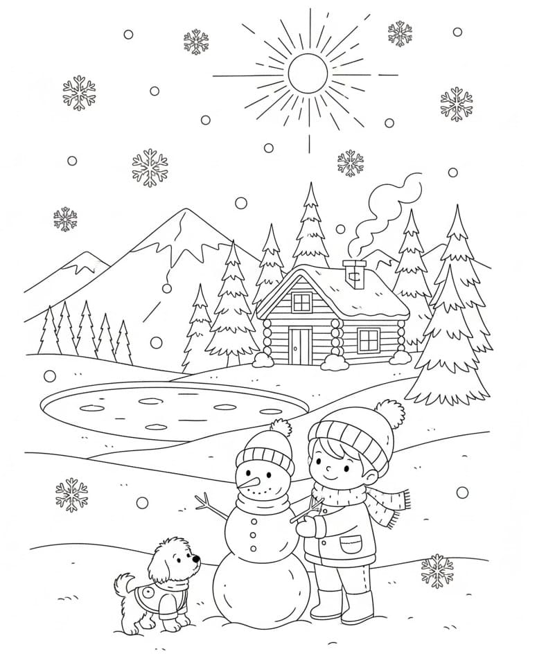Un hiver fantastique coloring page