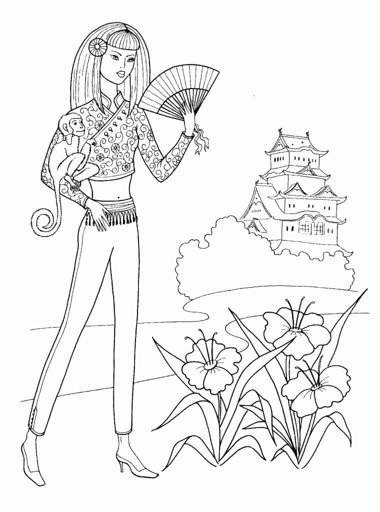 Coloriage Une Fille Chinoise